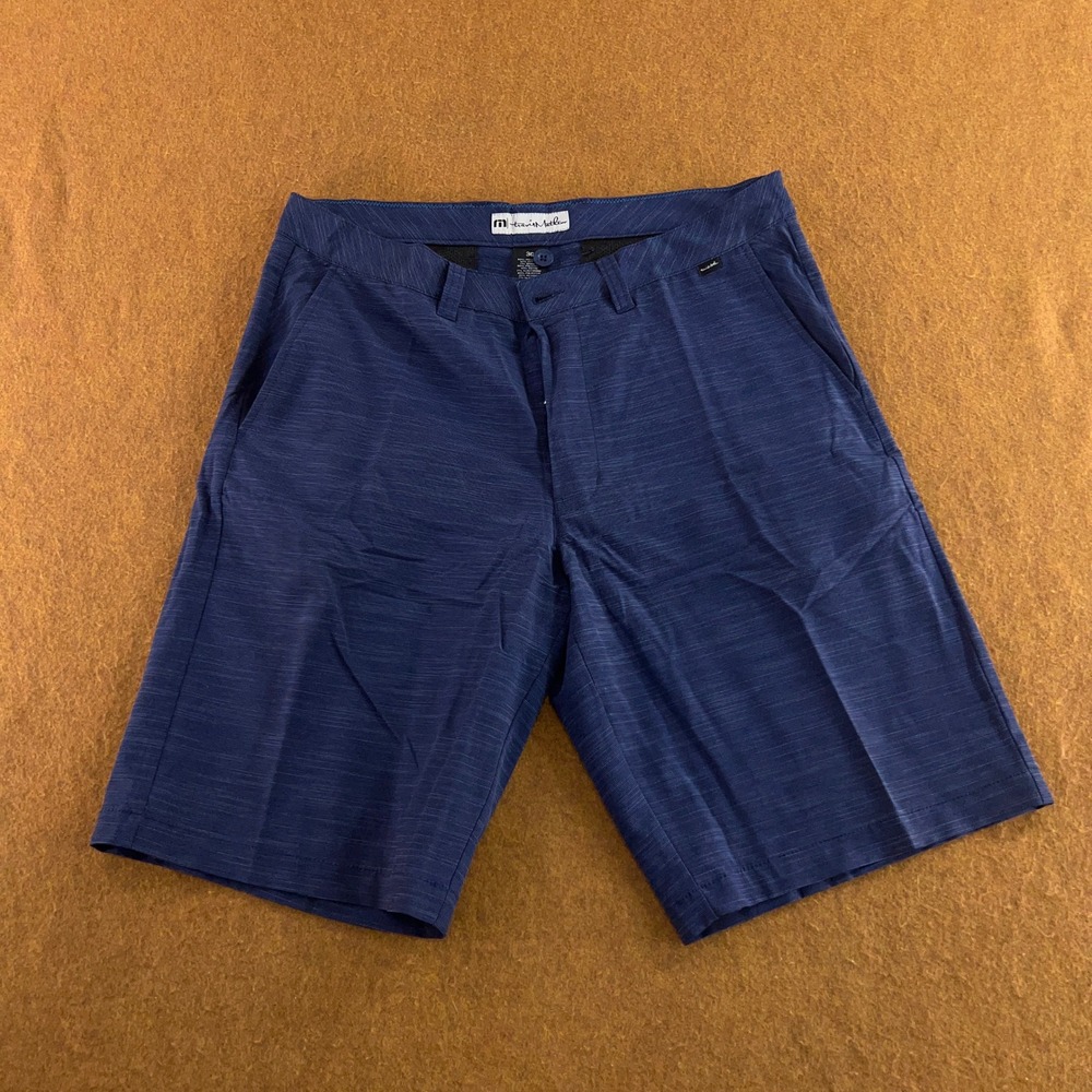 Travis Mathew Mens 36 Blue Heathered Performance Golf Shorts